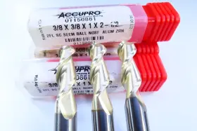 01150861 Accupro Lot 3 3/8 Inch Solid Carbide End Mills Aluminum Machinist Milling Tool