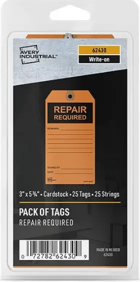 5.75x3in Avery 62430 Maintenance Repair And Operations Mro Labelsorange Repairrequired 25/pk