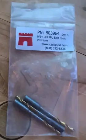 B03964 Castle - 9/64 Inch Premium Drill Split Point With 1/4 Shank 3 Pack New