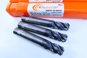 Cc-06532 Core Cutter Lot 3 Pcs 7/16 Inch Solid Carbide 90 Degree Chamfer End Mills Tools