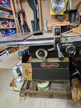 3z994 Dayton Antique 10 Inch /12 Table Saw Contractor Tilting Arbor