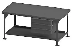 Hdwb36723dr95 Durham Steel Top Heavy Duty Workbench With 3 Drawers 72 Inch X36 X34