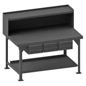 Hdwb3672rs6dr95 Durham Steel Top Heavy Duty Workbench With Riser 72 Inch X36 X51