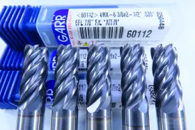 60112 Garr Tool Lot 6 New 3/8 Inch Vrx Flute Solid Carbide .030 Radius End Mills