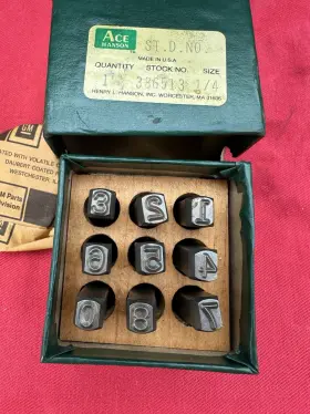386513 Hanson Ace 1/4ftft Number Steel Stamp Set Usa Excellent