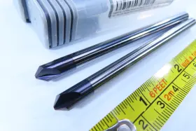 48545-c3 Harvey Tool Lot 2 New 1/4 Inch 60 Degree Solid Carbide Long 4 Chamfer End Mills