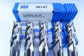 30147 Kyocera Lot 5 Pcs New 3/8 Inch Sgs Solid Carbide End Mills Machinist Tools