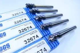 32674 Kyocera Lot 5 Pcs Sgs Carbide 1/4 Inch V-carb End Mills Machinist Tools