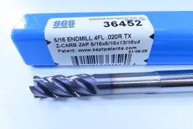 36452 Kyocera New 5/16 Inch Sgs Zpcr Variable Helix Solid Carbide 4 Long Endmill