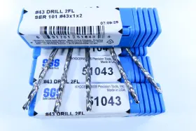 51043 Kyocera Lot 5 New #43 Sgs 2 Flute Solid Carbide Drills Lathe Tools