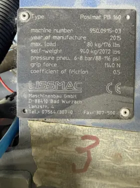 Lissmac 950.0915-03 Posimat Pb 160 Machine Year 2015