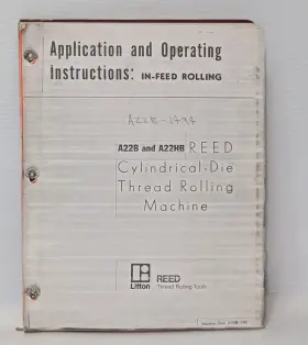 A22b-100 Litton Reed A22b A22hb Cylindrical-die Thread Rolling Machine Manual Hard Copy