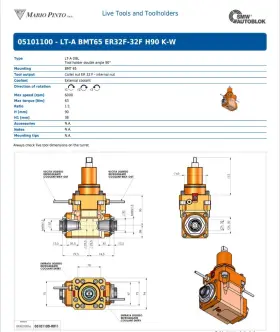 05101100 Mario Pinto / Smw Autoblok Bmt 65 Double End 90 Degree Live Tool - Doosan Bmt65