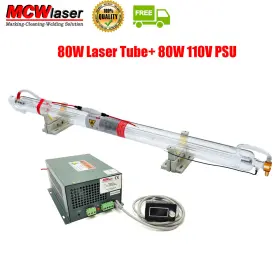 80-100w Mcwlaser 125cm Co2 Laser Tube 80w-100w And Myjg 80w Power Supply Psu 110v Us Ship