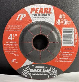 Dcred45 Pearl Abrasives 24x Redline - 4-1/2 X 1/4 7/8 Max A.o. Type 27 Grinding Wheels