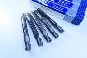 106-01624 Promax Lot 5 Pcs 1/4 Inch Carbide Aluminum Milling End Mills Lathe Cnc Tools