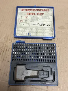 H6.35-29 Pryor 5/32 Inch No.3 Interchangeable Steel Stamp Kit With H63529 Holder No Os