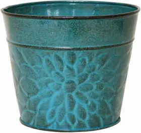 Mpt02005 Robert Allen Laurel Planter Lagoon Green Embossed Sheet Metal 6 Inch High -