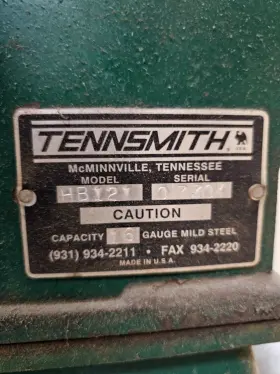 07704 Tennsmith Used Brake Model Hb 121 Serial 16 Gauge Mild Steel Bend