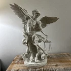 St. Michael Archangel Defeating Lucifer Statue 17" Tall Resin Design Tuscano Used. Price: $275.00.