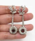 Nyjewel Large Vintage Platinum Garnet & 94 Diamond Omega Back Drop Earrings Pre-owned. Price: $1999.00.