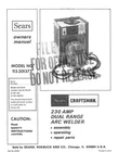 Craftsman 113.201372 Arc Welder Owners Instruction Manual Brand. Price: $20.24.