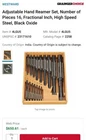 Adjustable Hand Reamer Set Westward Pn 4LGU5. Missing Two Pieces, F J. Used. Price: $275.00.