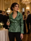 Nwt Samuel Dong Double Collar Blouse Size Large Shimmery Stretch Wedding Dressy New. Price: $42.00.