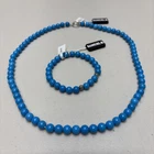 Pce Samuel B. 18K Accents 925 Turquoise 23" Beaded Necklace & Stretch Bracelet New. Price: $90.00.