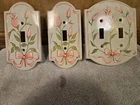 70"S Vintage Set Of (3) Tin Pink Floral Ribbon Light Switch Plug Plate 1974 Used. Price: $28.95.