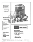 Craftsman 113.201372 Welder Manual. Price: $19.99.