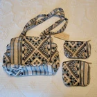 Canyon Sky Dual Handle Southwestern Handbag Pouch Set In Blue Beige New. Price: $9.50.