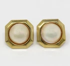 Nyjewel 14K Yellow Gold 16MM Mabe Pearl Square Omega Back Earrings 7.6G Pre-owned. Price: $1699.00.