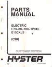 Hyster Electric Forklift Parts Manual E70-80-100-120XL E100XLS (05-98) (C98) Like. Price: $45.00.