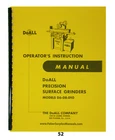 Doall Surface Grinder D6, D8, & D10 Operators Instruction Parts Manual *52 New. Price: $40.00.