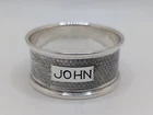Vintage English Sterling Silver Napkin Ring "john" Name Engraving, D. 1953, 11G. Price: $119.95.