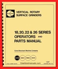 Blanchard 18, 20, 22 & 26 Series Surface Grinder Operator Parts Manual 1287 New. Price: $125.00.